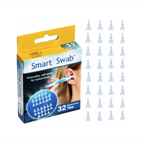 smart swab replacement tips pack with several spiral tips arranged neatly beside the box