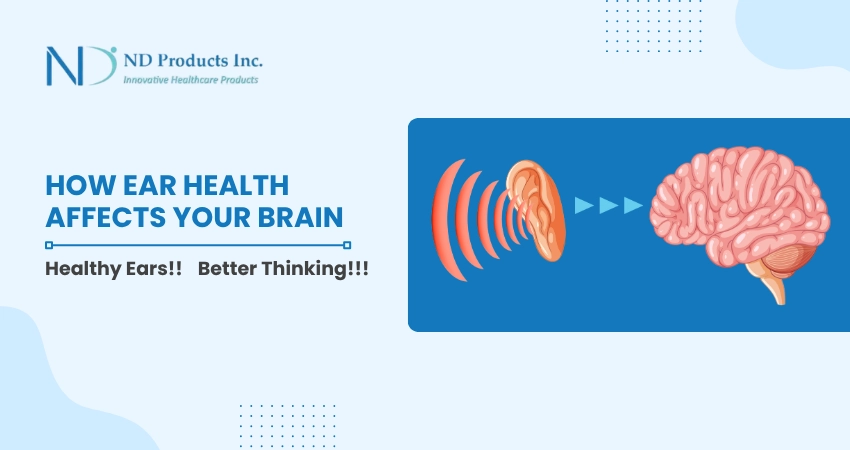 Visual explaining the relationship between ear health and brain activity.