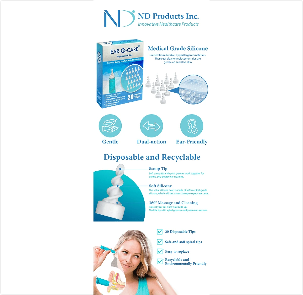 Ear-O-Care® Ear Cleaner Replacement Tips – Soft Silicone Ear Cleaner Refills - Image 2